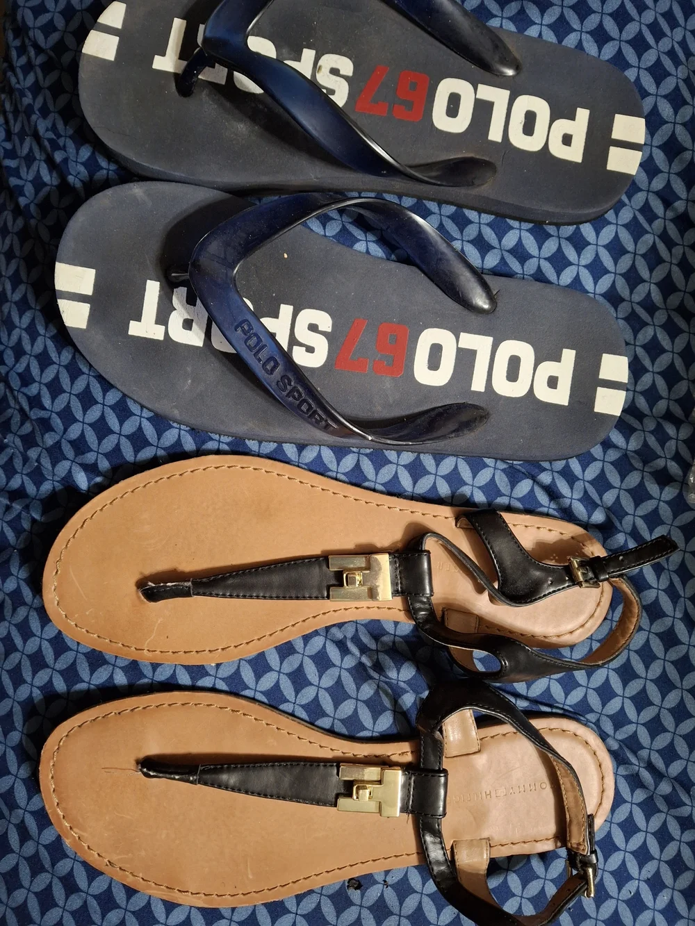 Lot of 2 Tommy Hilfiger & Polo Sport Ralph Lauren Sandals Flip Flops